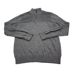 Kenneth Cole Sweater Mens L Gray Chest Zip Long Sleeve Mock Neck Pullover